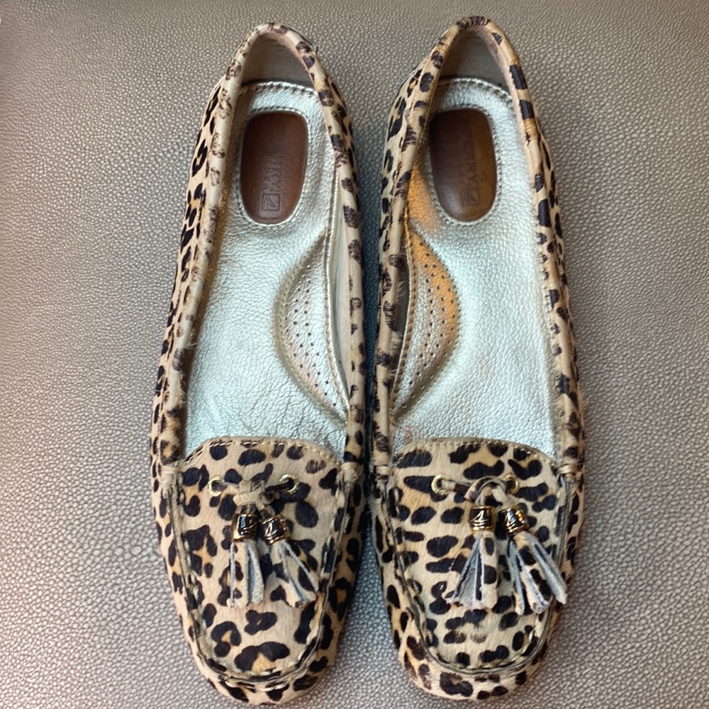 Sperry Top Sider Leopard Print Slip On Loafers Si… - image 1